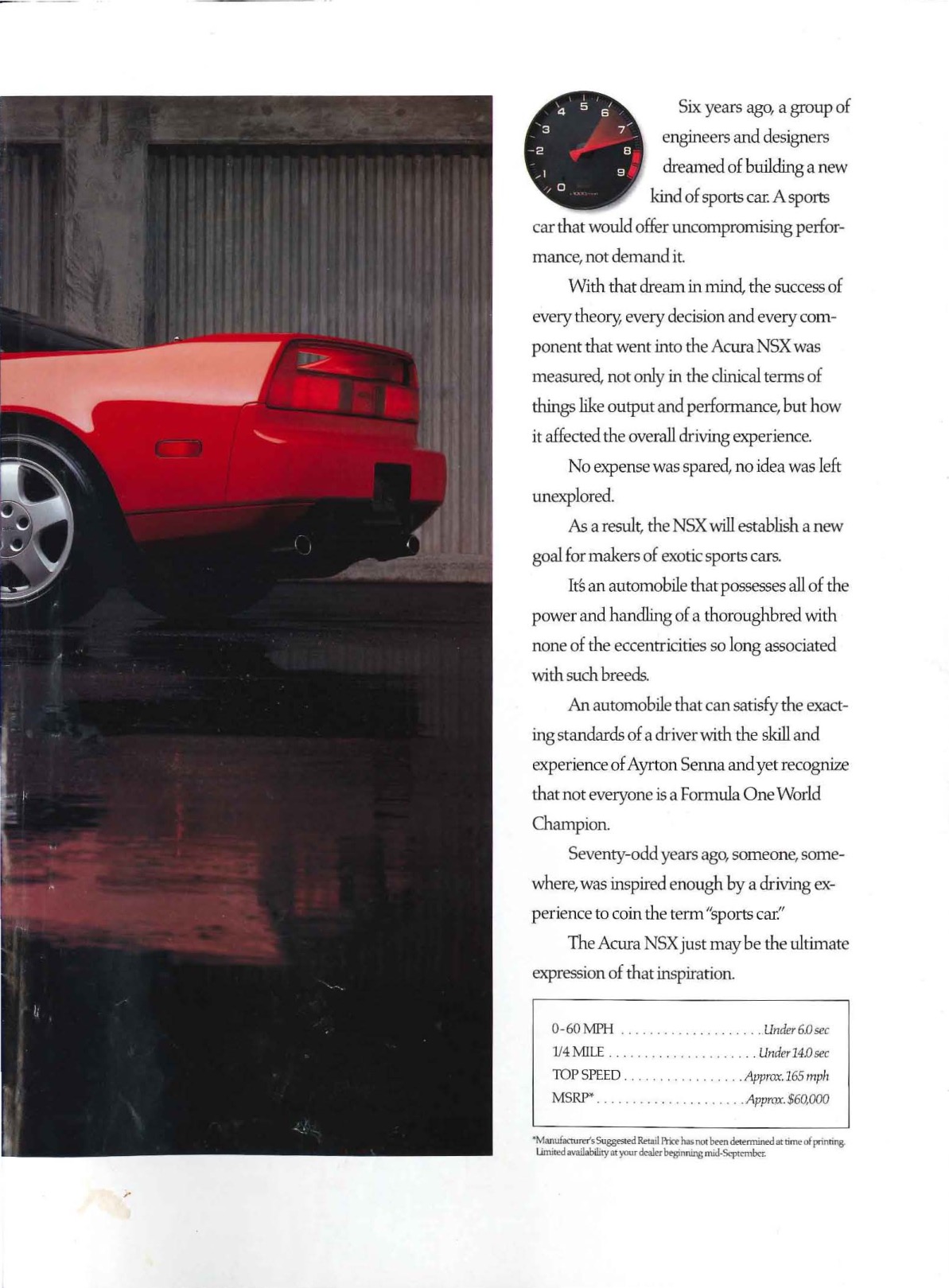 1991 Acura NSX Brochure Page 11